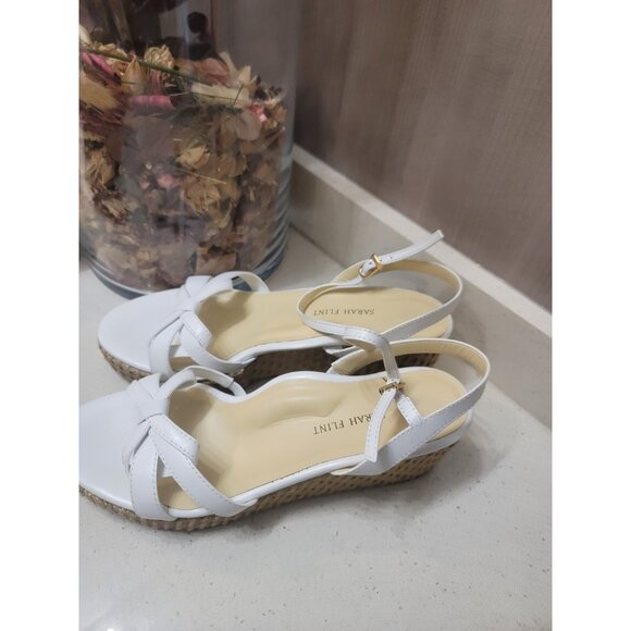 Sarah Flint Mirjana Wedge 50. White Calf Leather Raffia SF570WR Size 41/ US 10 - Picture 2 of 9